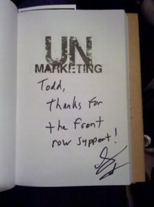 Autographed copy of UnMarketing by Scott Stratten